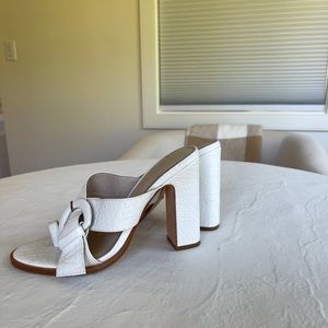 RAYE white croc heels